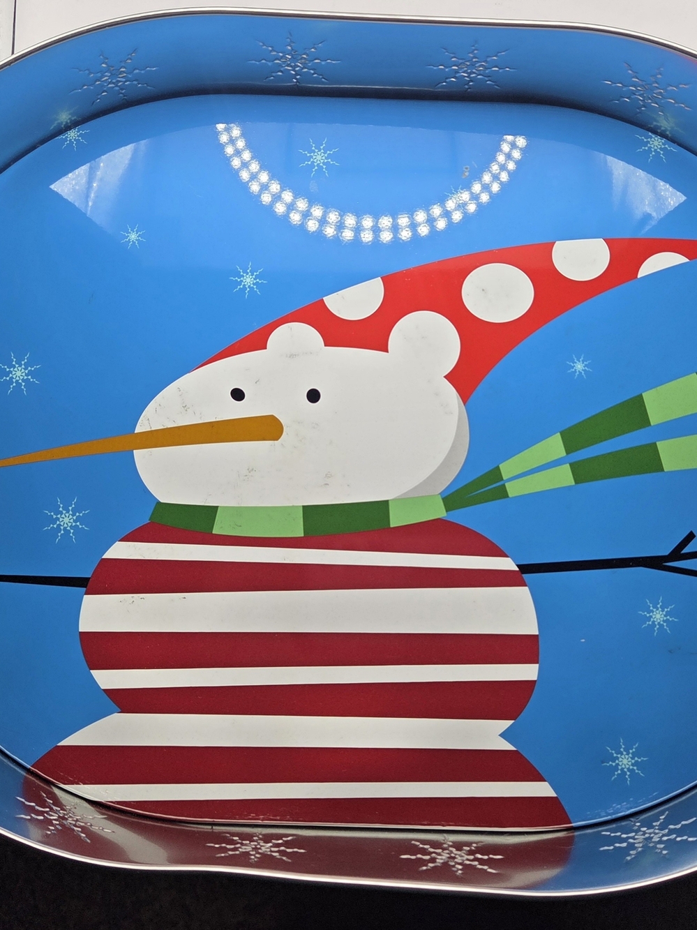 Snowman Christmas Tin Serving Tray